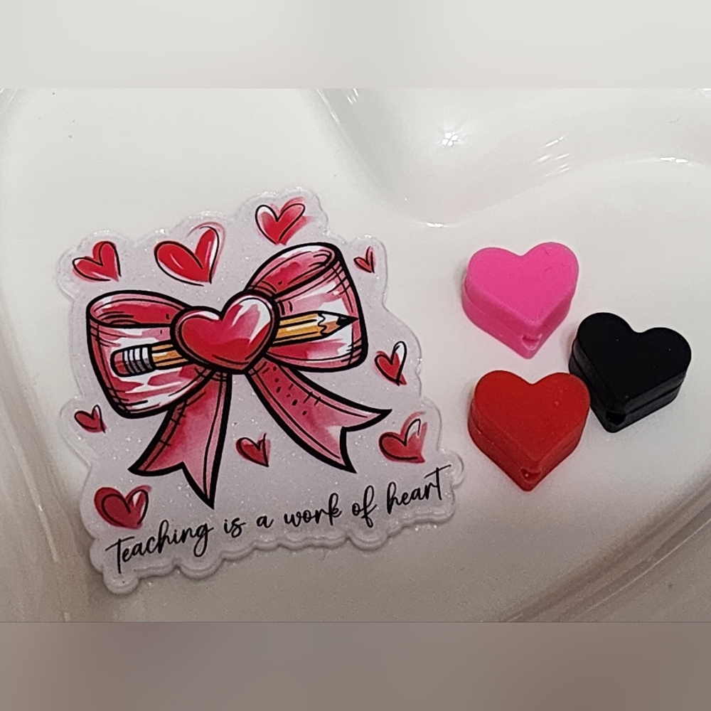 Teaching Flatback Beads Bow Teacher Acrylic Badge Keychain Magnet Bag Clip Craft
